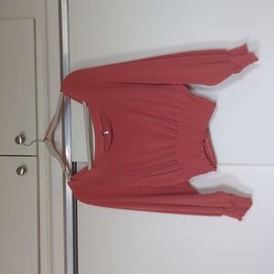 Free people orange scrunch long sleeve
